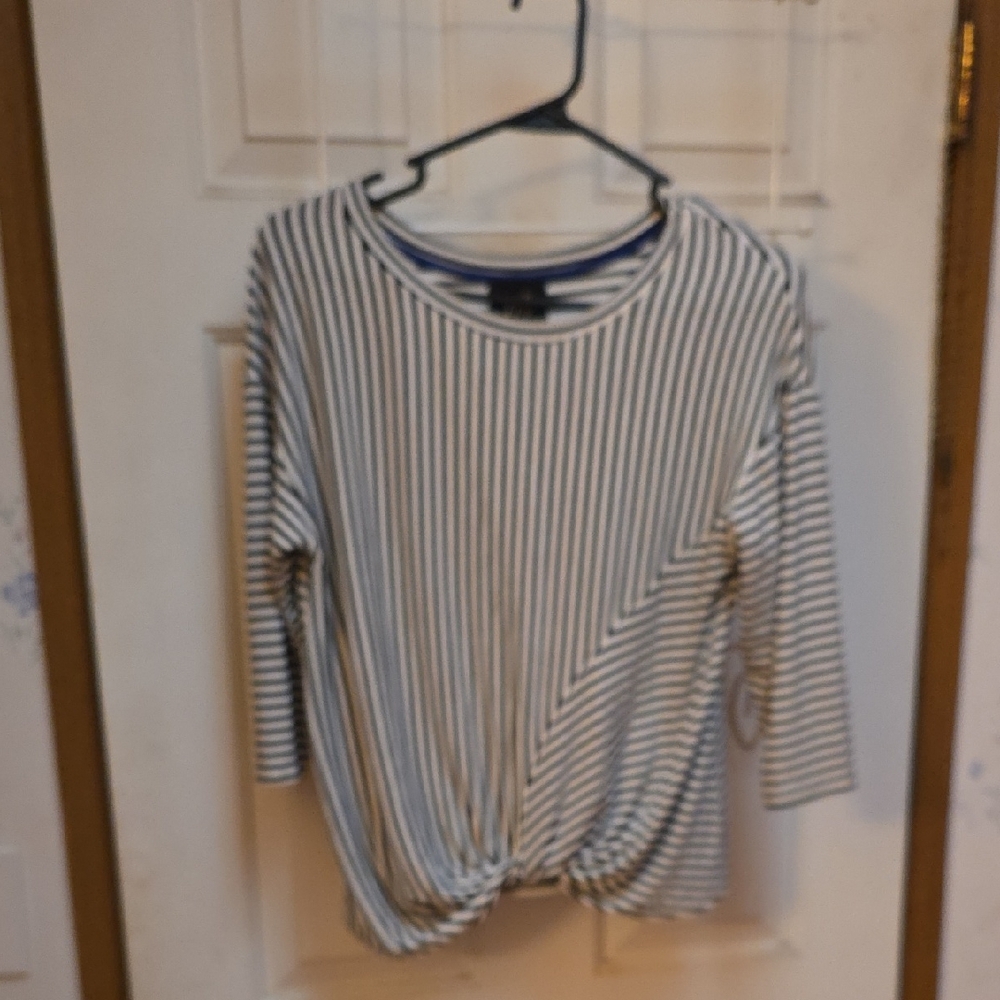 W5 Black and White Striped Blouse